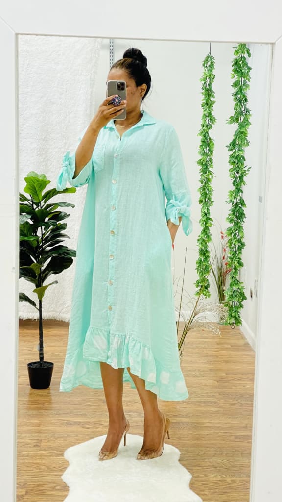 Mint green 2024 linen dress